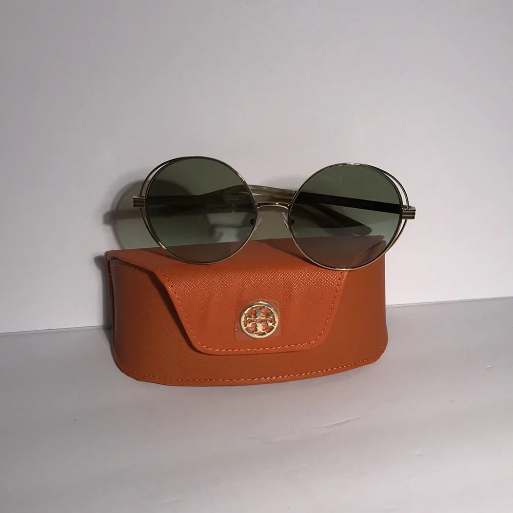 ✨ Tory Burch TY6085 Green & Gold Oversized Round Sunglasses – New Authentic